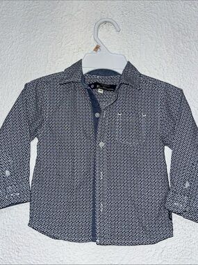 Ben Sherman Navy and White Geo Print Button-Down Shirt